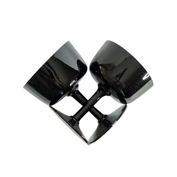 Swedish Black Crystal Champagne Coupe Glass Bjorkshult Scan Hans Christia Wagner - Picture 5 of 12